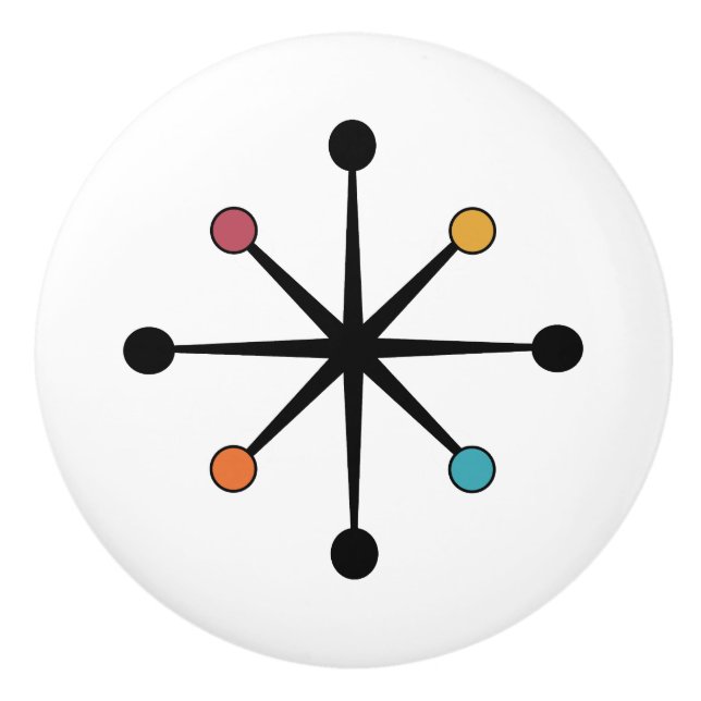Pomo De Cerámica Mid Century Modern Starburst (Anverso)