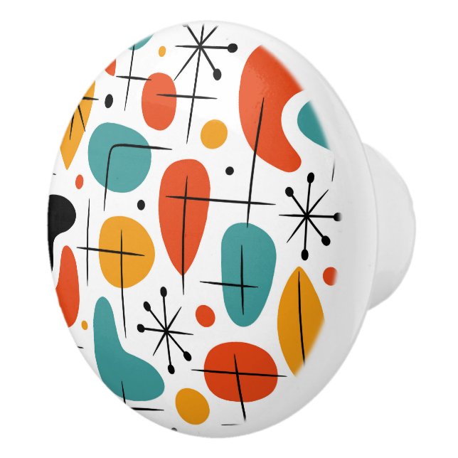 Pomo De Cerámica Mid Century Modern Starburst Pattern (Derecha)