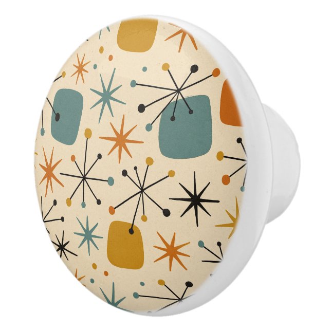 Pomo De Cerámica Mid Century Modern Starburst Pattern (Derecha)