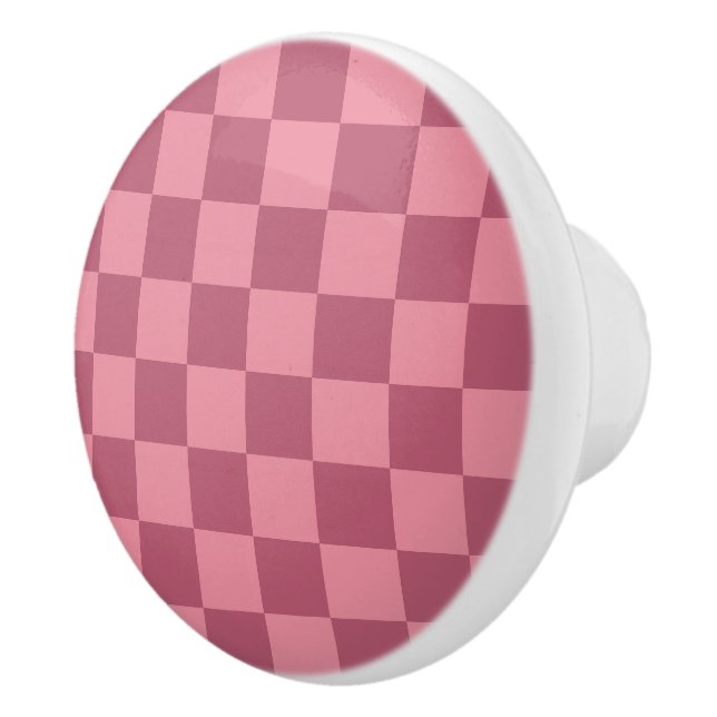 Pomo De Cerámica Minimalist Pink Checkerboard Pattern (Derecha)