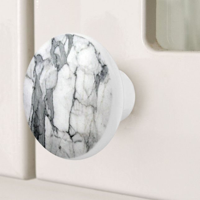 Pomo De Cerámica mínimo escandinavo moderno moda gris mármol blanco (minimal scandinavian modern chic grey white marble ceramic knob)