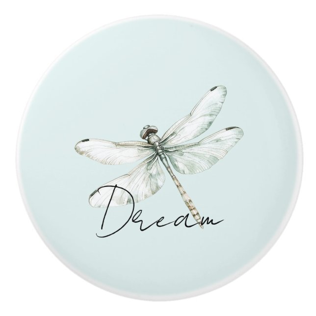 Pomo De Cerámica Mint Dragonfly Dream (Anverso)