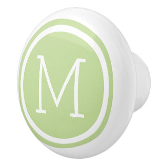 Pomo De Cerámica Mint Green Monograma Personalizado Tablero