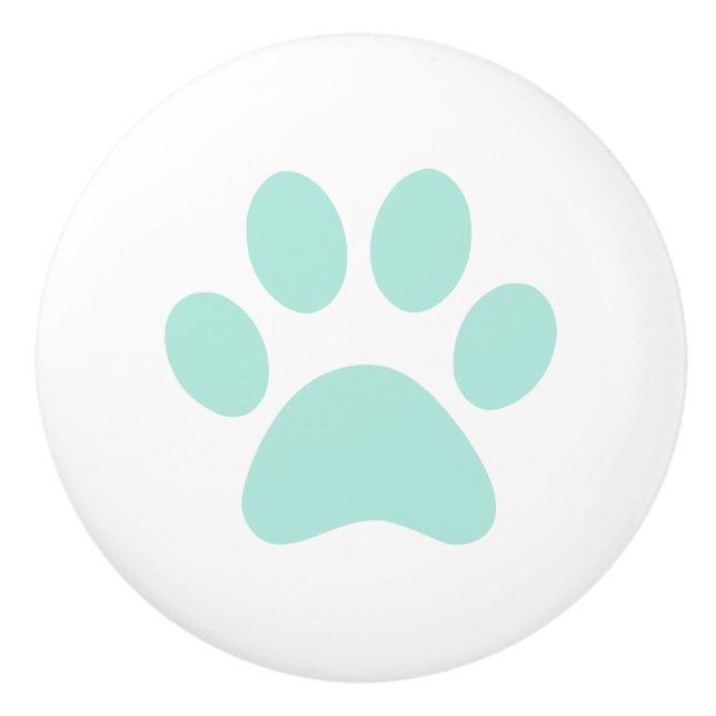 Pomo De Cerámica Mint Paw Print pawprint (Anverso)