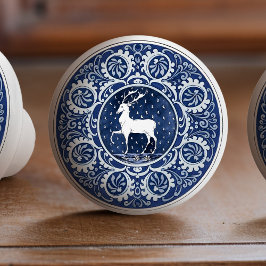 Pomo De Cerámica Mintons Deer Antler British Royal Blue Victorian
