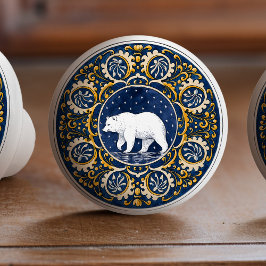 Pomo De Cerámica Minton's Oso Pardo Azul Amarillo Victoriano