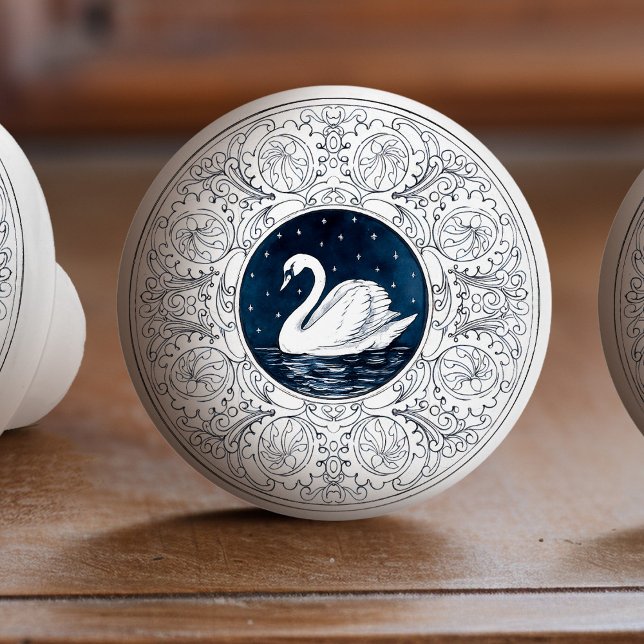 Pomo De Cerámica Mintons Swan British Royal Blue Victorian (Subido por el creador)