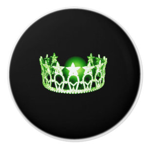 Pomo De Cerámica Miss USA Apple Green Crown Ceramic Cabinet