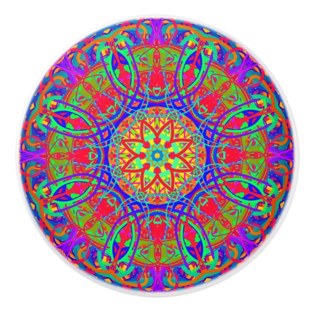 Pomo De Cerámica Mobiliario Colorido (Anverso)