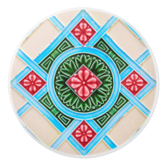 Pomo De Cerámica Mobiliario Ornamental Floral Rojo Y Verde