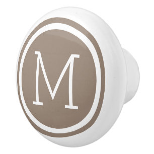 Pomo De Cerámica Mocha Brown Monograma Personalizado de Cajón