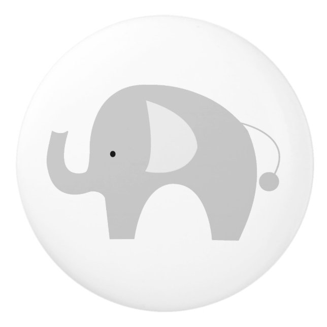 Pomo De Cerámica Mod Elephant Ceramic Knob - Blanco (Anverso)