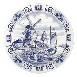 Pomo De Cerámica Moda clásica vintage Molino holandés Delft Blue