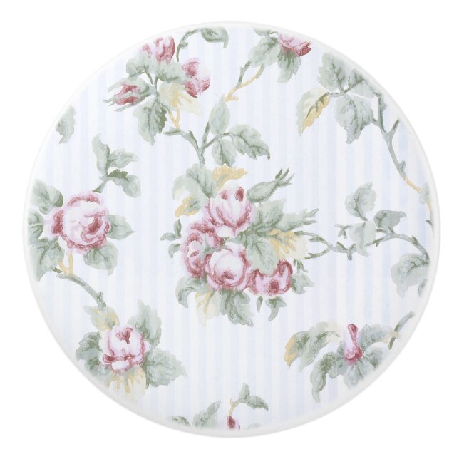 Pomo De Cerámica Moda de época Rosas y rayas francesas (Anverso)