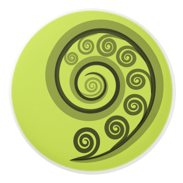 Pomo De Cerámica Moda Lime-Green Curly Swirls Ceramic Knob (Anverso)