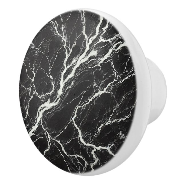 Pomo De Cerámica Moda Marble blanco y negro glamour (Derecha)
