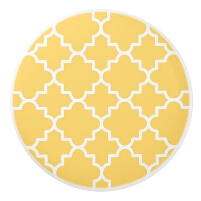 Pomo De Cerámica Modelo amarillo de Quatrefoil (Anverso)