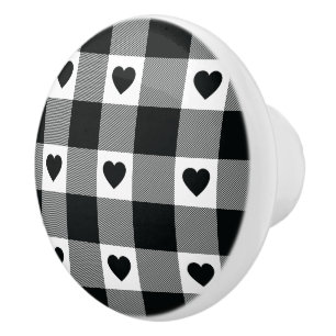 Pomo De Cerámica Modelo blanco y negro del corazón del búfalo de 
