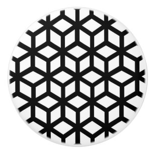 Pomo De Cerámica Modelo blanco y negro del cubo