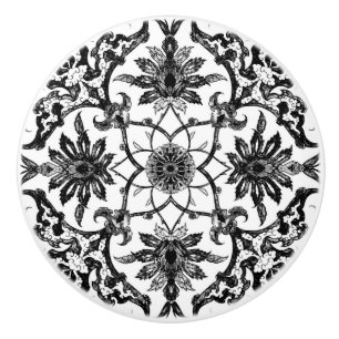 Pomo De Cerámica Modelo chino de Nouveau del arte - blanco y negro