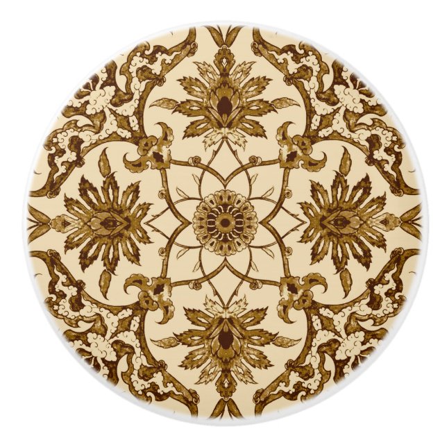 Pomo De Cerámica Modelo chino de Nouveau del arte - Brown y beige (Anverso)