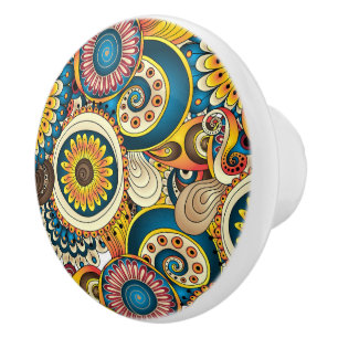 Pomo De Cerámica Modelo colorido retro bohemio de Boho