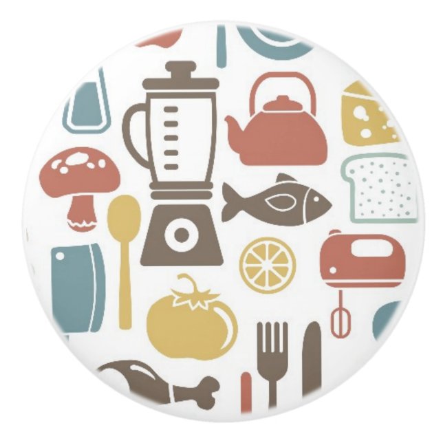 Pomo De Cerámica Modelo con cocinar iconos (Anverso)
