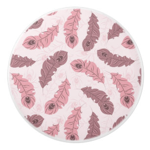 Pomo De Cerámica modelo con las plumas del pavo real