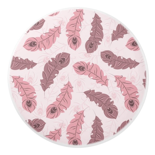 Pomo De Cerámica modelo con las plumas del pavo real (Anverso)