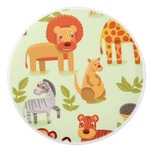 Pomo De Cerámica Modelo con los animales del dibujo animado