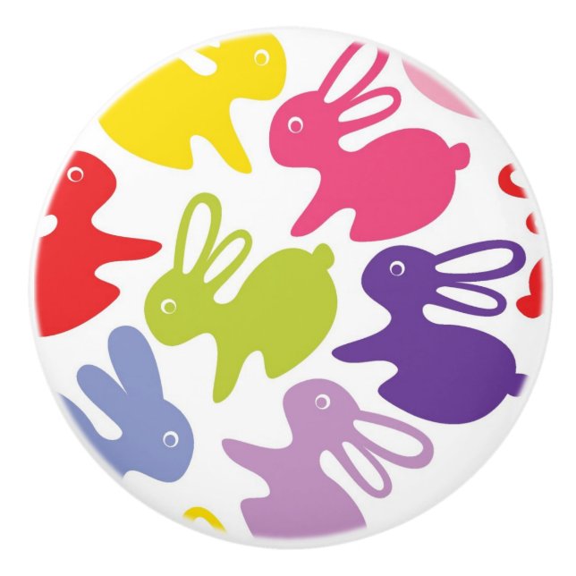 Pomo De Cerámica modelo con los conejos de Pascua (Anverso)