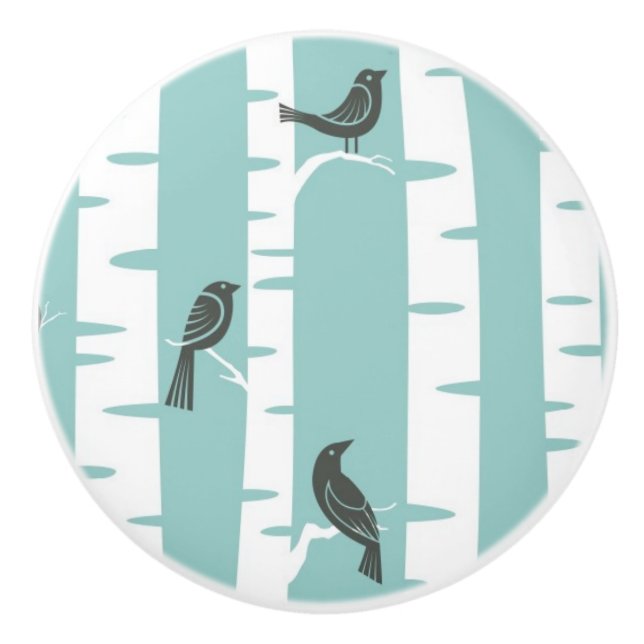 Pomo De Cerámica Modelo con los pájaros y los árboles (Anverso)