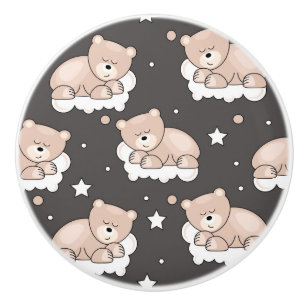 Pomo De Cerámica modelo con pequeño dormir del oso