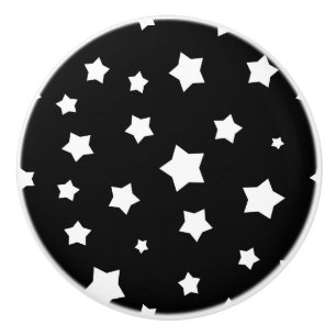 Pomo De Cerámica Modelo de estrellas blanco y negro