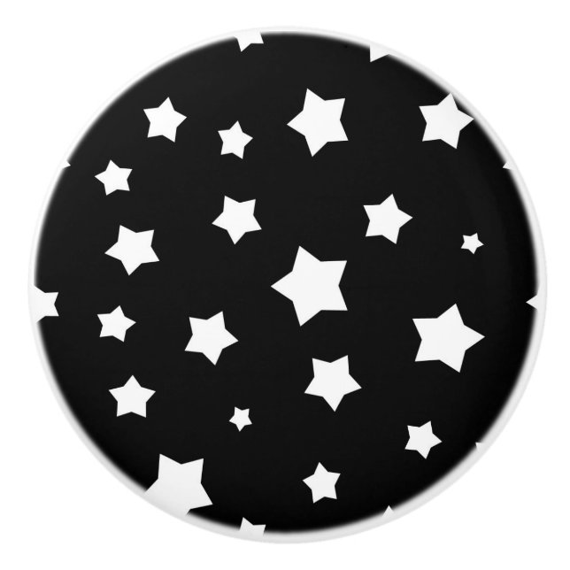 Pomo De Cerámica Modelo de estrellas blanco y negro (Anverso)
