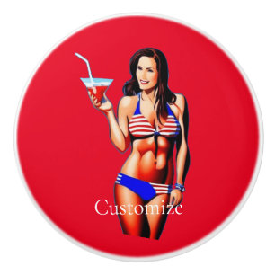 Pomo De Cerámica Modelo de fitness bikini patriótico Thunder_Cove