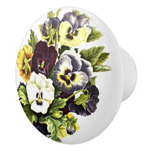 Pomo De Cerámica Modelo de flores de jardín de madera de época de b