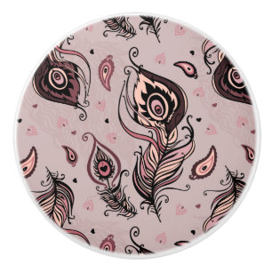 Pomo De Cerámica Modelo de la pluma del pavo real