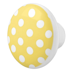 Pomo De Cerámica Modelo de lunar amarillo y blanco