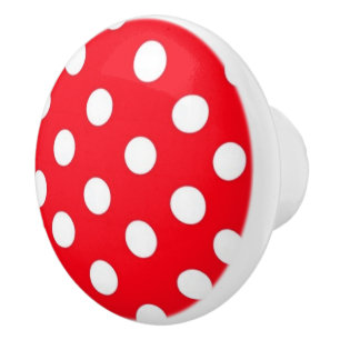 Pomo De Cerámica Modelo de lunar rojo y blanco