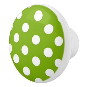 Pomo De Cerámica Modelo de lunar verde y blanco
