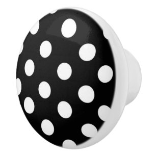 Pomo De Cerámica Modelo de lunares blanco y negro