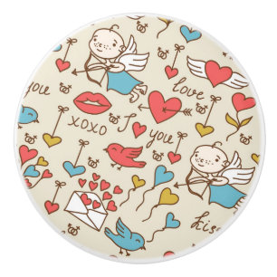 Pomo De Cerámica Modelo del el día de San Valentín con el Cupid