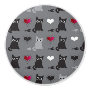 Pomo De Cerámica modelo del gatito y de los ratones