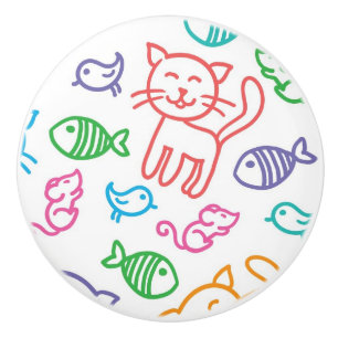 Pomo De Cerámica modelo del gato