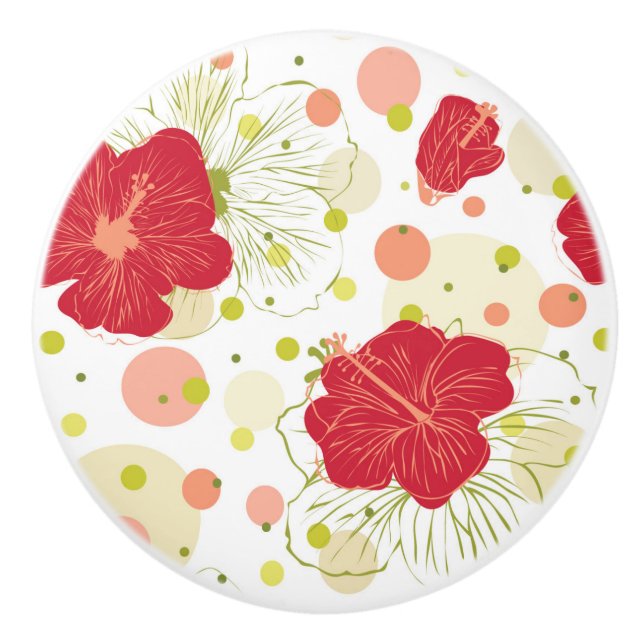 Pomo De Cerámica Modelo dibujado mano del hibisco (Anverso)