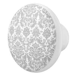 Pomo De Cerámica Modelo elegante gris y blanco del damasco