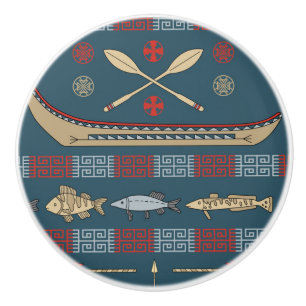 Pomo De Cerámica Modelo étnico de la pesca