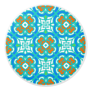 Pomo De Cerámica Modelo étnico verde azulado