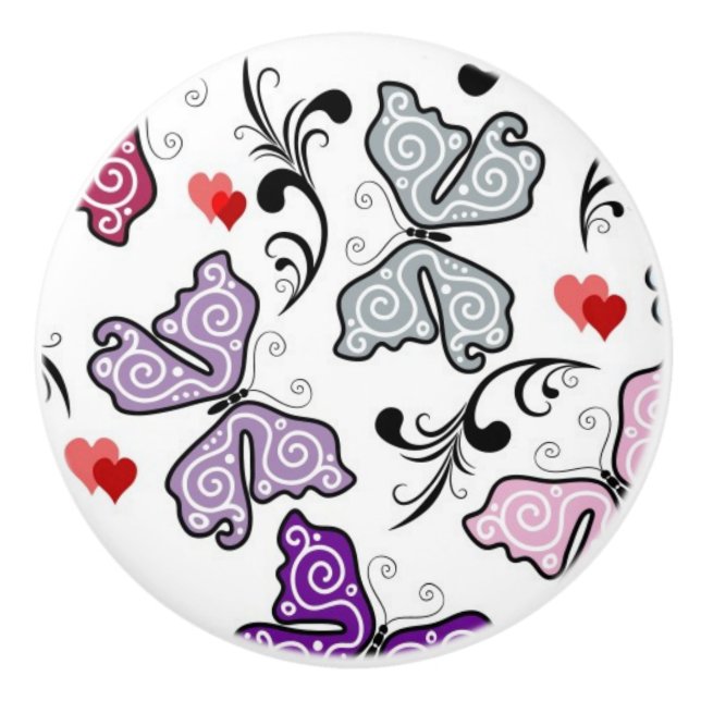 Pomo De Cerámica Modelo floral de la tarjeta del día de San (Anverso)